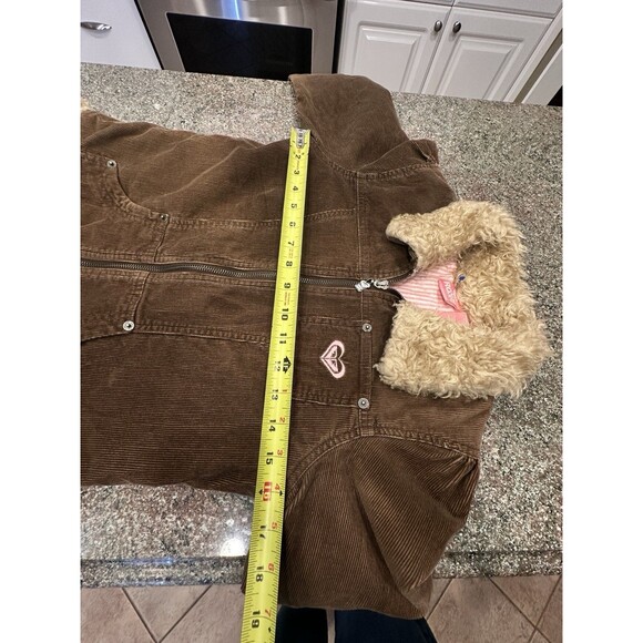 Vintage Roxy Cordoroy  Jacket Girls Large Sherpa Pea Coat Y2K clean good cond XL - Picture 10 of 11